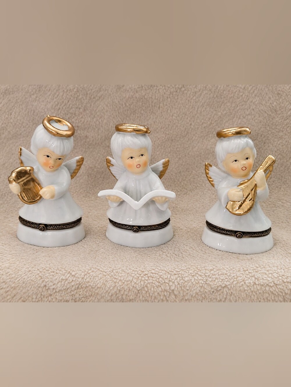 Set of 3 Vintage Two’s Company Porcelain Angel Hinged Trinket Boxes